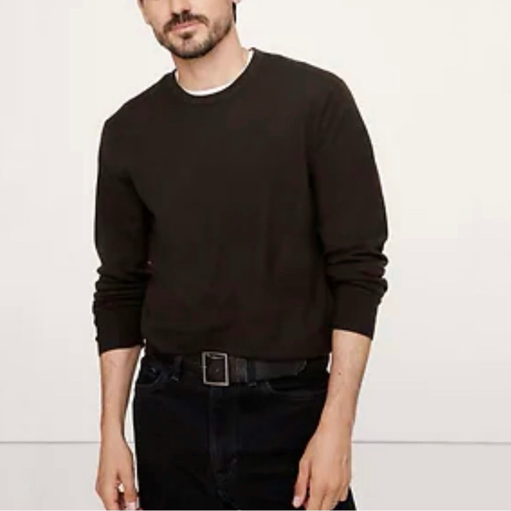 Banana Republic Classic Black Italian Merino Wool Crewneck Sweater Size Medium